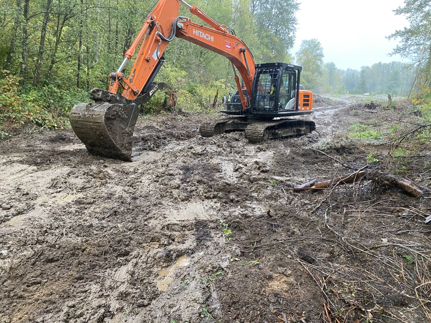 A Lidher excavator working a cleared site