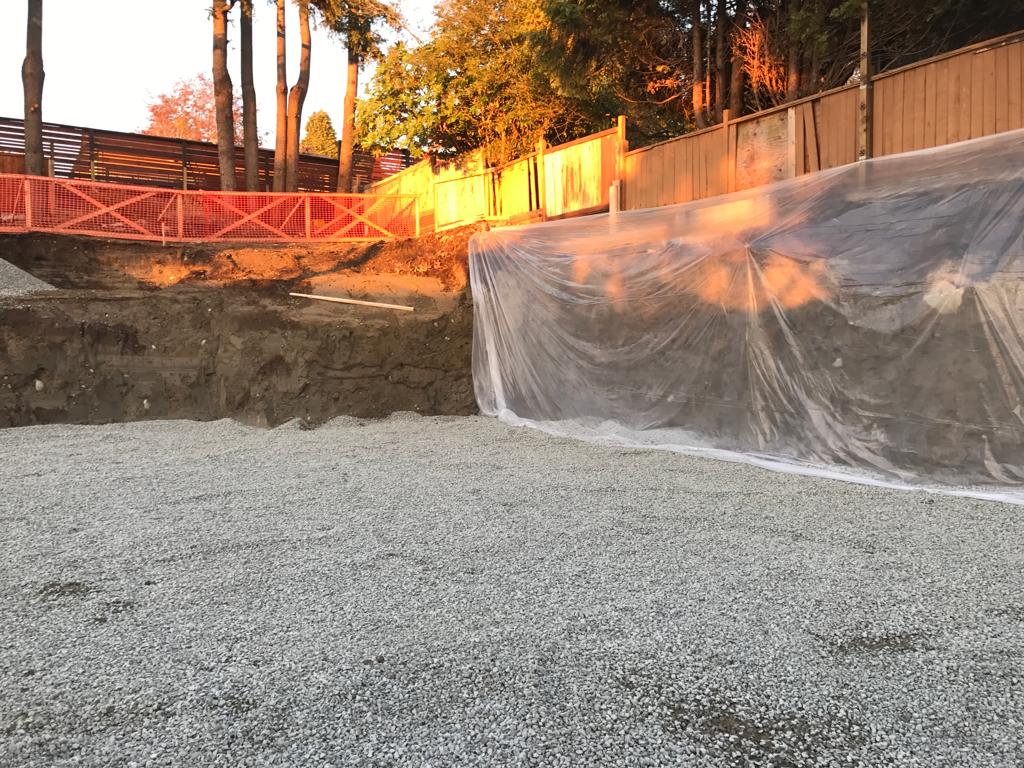 A prepared site at sunset